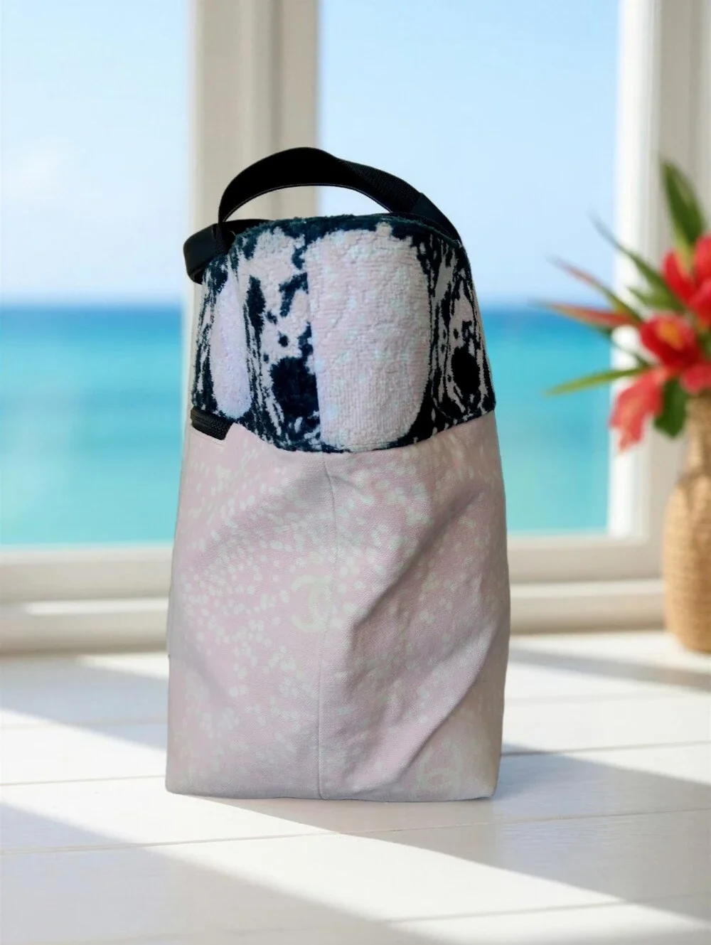 Chanel Pink Canvas & Terry Cloth CC Summer Beach Tote Bag ✨ COA